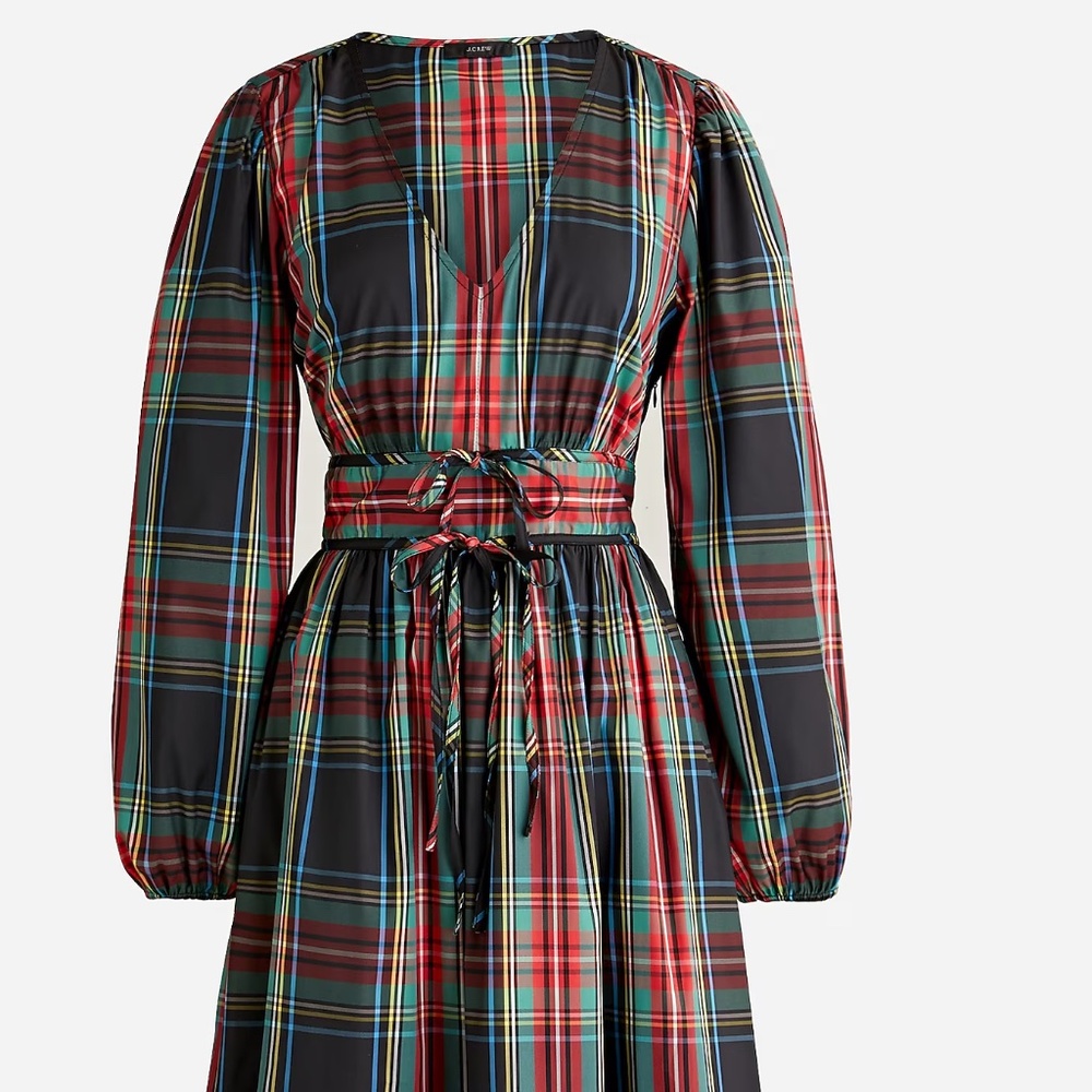 J. Crew V-neck taffeta dress in Stewart tartan